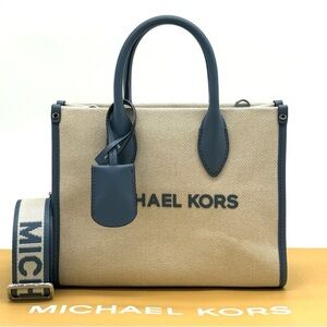 Michael Kors Mirella Small Pebbled Leather Crossbody Bag Light Cream/Denim